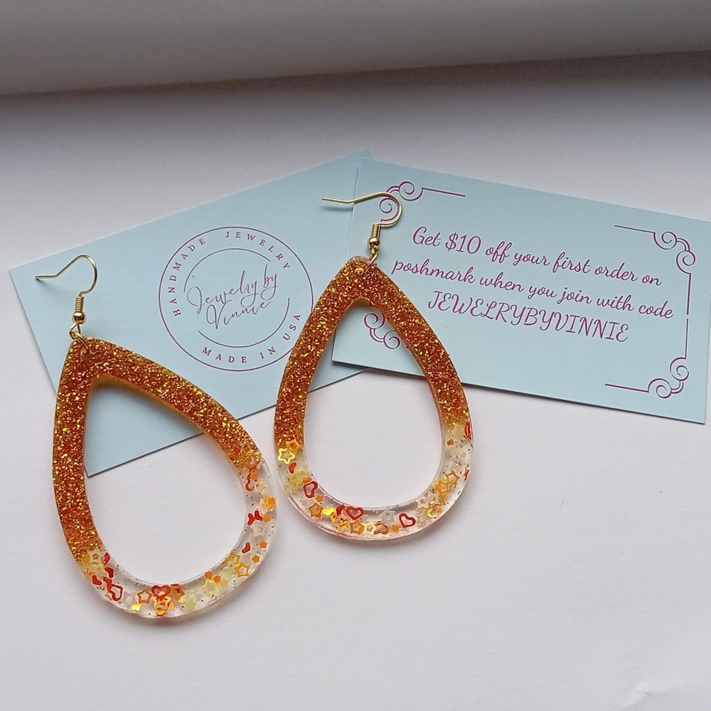 Hand Crafted Resin Sunset And Campfires Collection Earrings - Picture 4 of 6